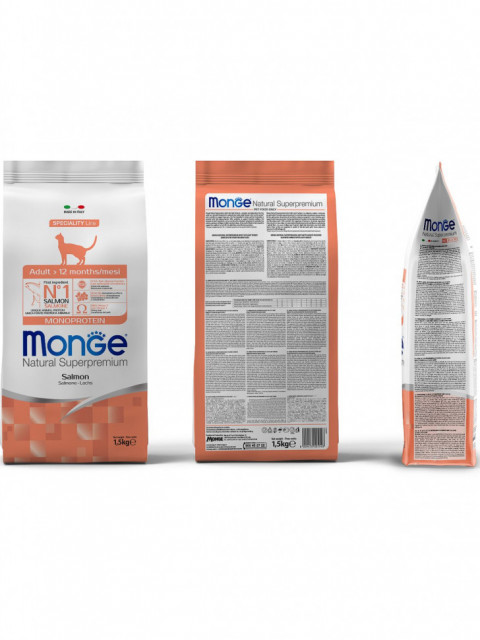 Monge Adult Cat Salmon сухой корм для взрослых кошек с лососем 1,5 кг