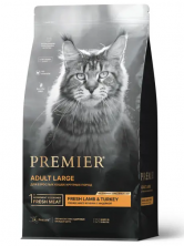 Premier Cat Lamb & Turkey Adult LARGE сухой корм для кошек крупных пород, свежее мясо ягненка с индейкой - 2 кг