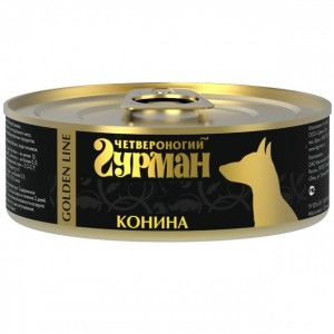 Четвероногий Гурман Golden Line Конина натуральная в желе (Консервы для собак), 100 г