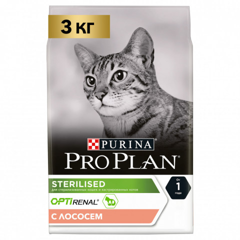 Pro Plan Cat Adult Sterilised сухой корм для стерилизованных кошек с лососем - 3 кг