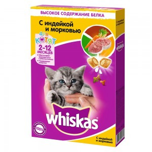 Whiskas с Индейкой и Морковью (Сухой корм для котят) 1,9 кг