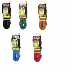 Зооник Поводок капроновый с двойной латексной нитью 2м х 20мм черный