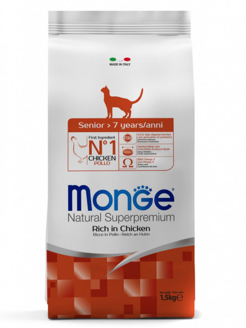 Monge Cat Senior сухой корм для пожилых кошек старше 7 лет 1,5 кг