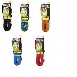 Зооник Поводок капроновый с двойной латексной нитью 2м х 20мм синий