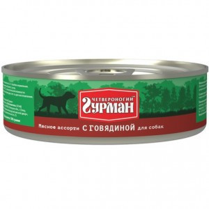 Четвероногий Гурман Мясное ассорти с говядиной (Консервы для собак), 340 г