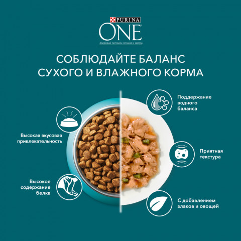 Purina One сухой корм для домашних кошек с индейкой и цельными злаками - 3 кг