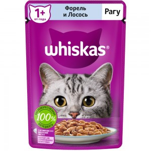 Whiskas Рагу Форелью и Лосось (Паучи для взрослых кошек), 75г х 28шт