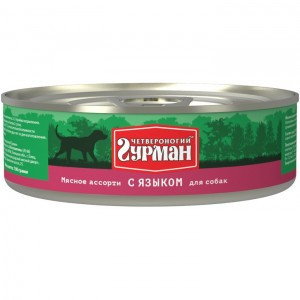 Четвероногий Гурман Мясное ассорти с языком (Консервы для собакм), 340 г