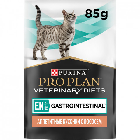 Purina Pro Plan Veterinary Diets EN ST/OX Gastrointestinal влажный корм для взрослых кошек при расстройствах пищеварения, с лососем - 85 г х 10 шт