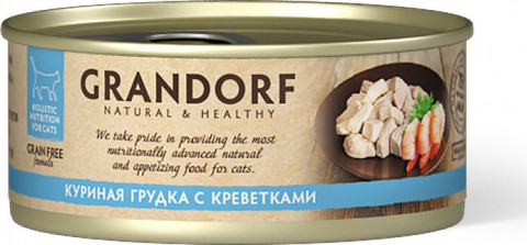 Grandorf №6 Adult консервы для взрослых кошек куриная грудка с креветками - 70 г х 6 шт