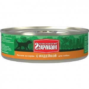 Четвероногий Гурман Мясное ассорти с индейкой (Консервы для собак), 340 г