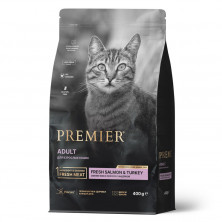 Premier Cat Salmon & Turkey Adult сухой корм для взрослых кошек, свежее филе лосося с индейкой - 400 г