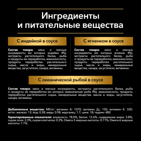 Pro Plan влажный корм для взрослых кошек с чувствительным пищеварением или особыми предпочтениями в еде, микс с индейкой, ягненком, океанической рыбой в соусе, в паучах - 85 г х 40 шт