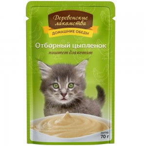 M Деревенские лакомства Отборный цыпленок (Паштет для котят), 70 г x 12 шт