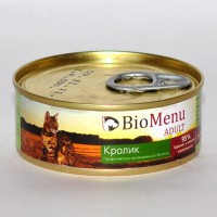 BioMenu Adult Rabbit (Консервы для кошек мясной паштет с Кроликом 95% - мясо), 100г