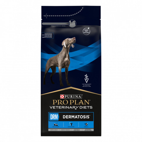 Purina Pro Plan Veterinary Diets DRM Dermatosis сухой корм для щенков и взрослых собак для поддержания здоровья кожи при дерматозах и выпадении шерсти - 1,5 кг