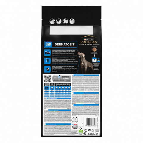 Purina Pro Plan Veterinary Diets DRM Dermatosis сухой корм для щенков и взрослых собак для поддержания здоровья кожи при дерматозах и выпадении шерсти - 1,5 кг