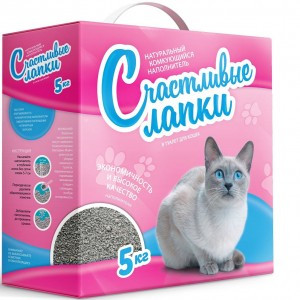 Счастливые Лапки Комкующийся (Наполнитель для кошек бентонитовый), 5 кг
