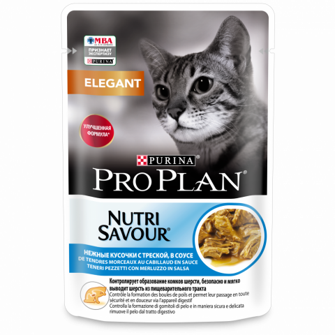 Pro Plan Elegant паучи для кошек для здоровья кожи и шерсти с треской - 85 г х 26 шт