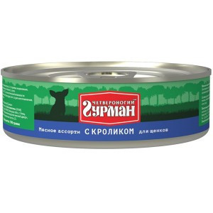 Четвероногий Гурман Мясное ассорти с кроликом (Консервы для щенков), 100 г