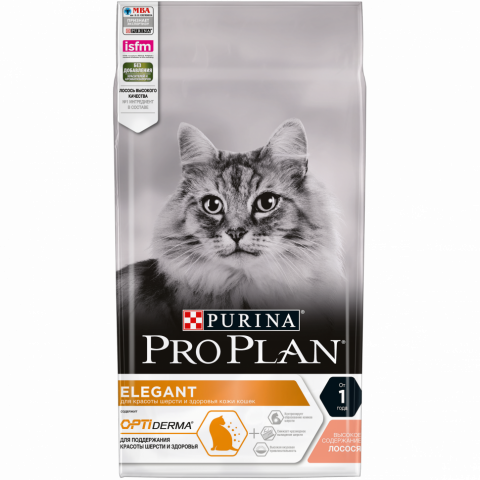 Pro Plan Cat Adult Elegant сухой корм для взрослых кошек для кожи и шерсти с лососем - 1,5 кг
