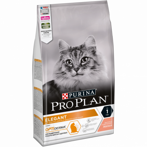 Pro Plan Cat Adult Elegant сухой корм для взрослых кошек для кожи и шерсти с лососем - 1,5 кг