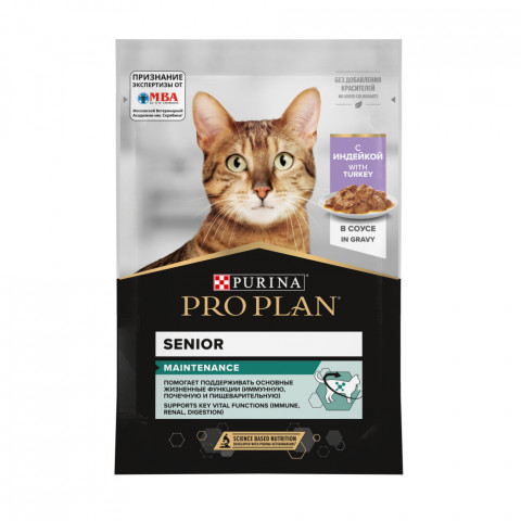 Pro Plan Senior 7+ паучи для пожилых кошек с индейкой - 85 г х 26 шт