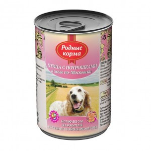М Родные корма Птица с потрошками в желе - по московски (Консервы для собак), 410 г