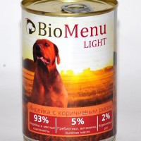 Bio Menu Light Turkey&Rice (Консервы для собак Индейка с коричневым рисом 93% - мясо), 410г