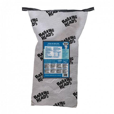 Barking Heads Рыбка - вкусняшка сухой беззерновой корм для взрослых собак с лососем, форелью и бататом - 18 кг