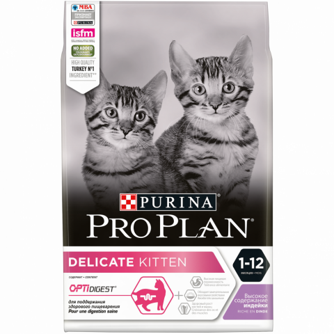 Purina Pro Plan Delicate Junior сухой корм для котят с чувствительным пищеварением с индейкой - 3 кг