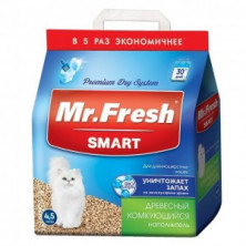 Mr. Fresh Smart для длинношерстных кошек (Комкующийся древесный наполнитель), 9 л (4,4 кг)