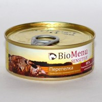 BioMenu Sensitive (Консервы для кошек мясной паштет с Перепелкой 95% - мясо), 100г