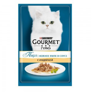 Gourmet Perle Индейка (Паучи для кошек Мини-Филе, Индейка в соусе), 85г х 24шт