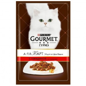 Gourmet A la Carte (Паучи для кошек, Говядина с морковью, томатом и цукини - а-ля Жардинье), 85г х 24шт