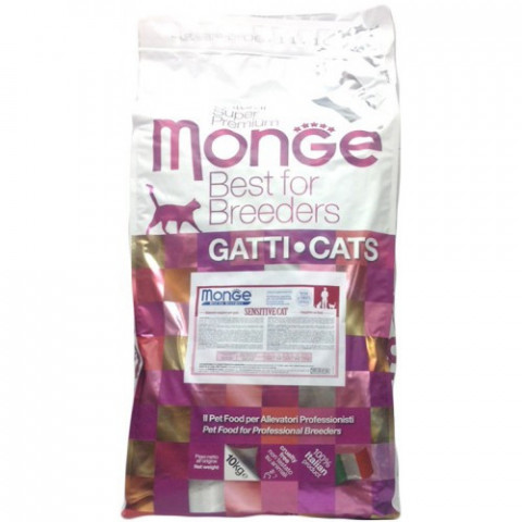 Monge Cat Sensitive сухой корм для взрослых кошек с чувствительным пищеварением 10 кг