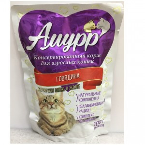 Амурр со вкусом говядины в желе (Паучи для кошек) 100г х 24шт