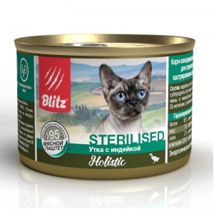 Blitz Holistic Sterilised Cat Duck Turkey (Консервы для стерилизованных взрослых кошек с уткой и индейкой (паштет)), 200 г
