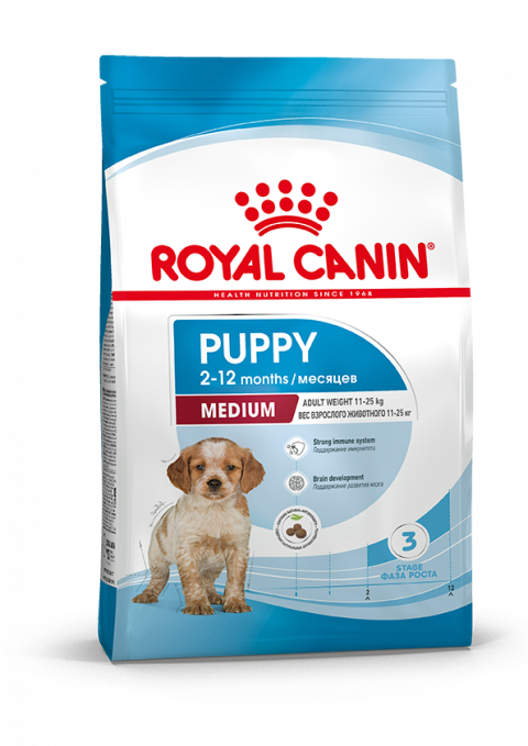 Royal Canin Medium Puppy сухой корм для щенков средних пород с птицей - 3 кг, Здоровое питание для щенков собак средних размеров