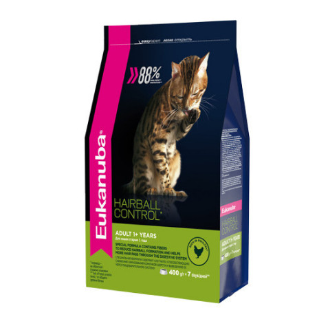 Сухой корм Eukanuba Cat Hairball для кошек для вывода шерсти с птицей - 400 г