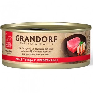 Grandorf Fillet of Tuna with Shrimps ( Беззерновые консервы для кошек Филе тунца c креветками) 70 г х 6 шт