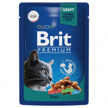 Brit Premium (Паучи для взрослых кошек утка в соусе), 85 г х 14 шт