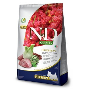 Farmina N&D Dog Mini Quinoa Digestion Lamb (Беззерновой корм для взрослых собак мелких пород для поддержки пищеварения, с ягненком, киноа, фенхелем, мятой и артишоком) 800 г