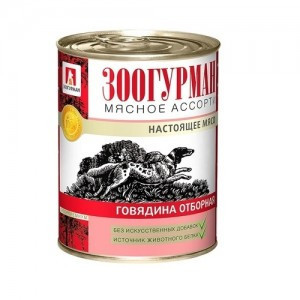 Зоогурман Мясное Ассорти Говядина (Консервы для собак с говядиной), 350г х 20шт