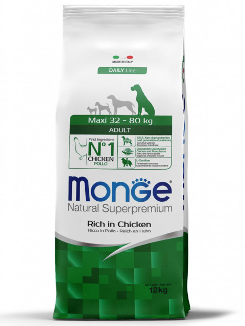 Monge Dog Maxi Adult сухой корм для взрослых собак крупных пород с курицей 12 кг