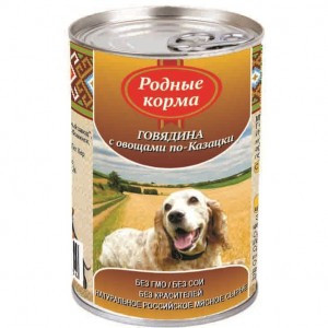 М Родные корма Говядина с овощами по-казацки (Консервы для собак) 970г