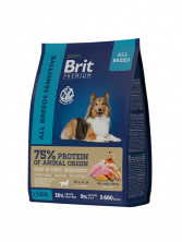 Brit Premium Dog Sensitive (Корм для взрослых собак всех пород с чувствительным пищеварением, с ягненком и индейкой), 15 кг