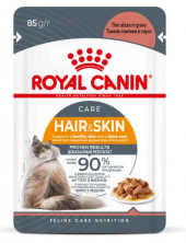 Royal Canin Hair&Skin Care влажный корм для взрослых кошек, для поддержания здоровья кожи и красоты шерсти, тонкие ломтики в соусе, в паучах - 85 г х 28 шт