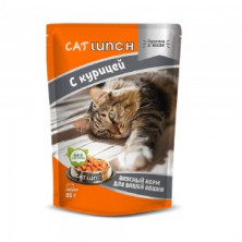 Cat Lunch Кусочки в желе для кошек Курица (Паучи для взрослых кошек) 85г х 24шт