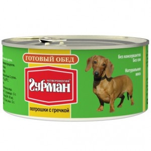 Четвероногий Гурман Готовый обед Потрошки с гречкой (Консервы для собак), 325 г